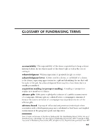Glossary of Fundraising Terms