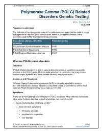 Polymerase Gamma (POLG) Related Disorders Genetic Testing