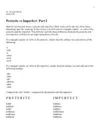 Preterite Vs Imperfect: Part I