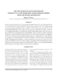 The Awa'uq (Refuge Rock ) Fish Remains Evidence of a Late Prehistoric Spring
