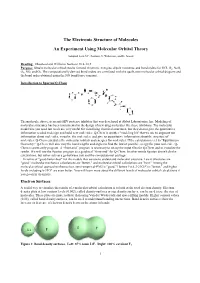 The Electronic Structure of Molecules an Experiment Using Molecular Orbital Theory
