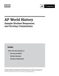 AP World History Sample Student Responses and Scoring Commentary
