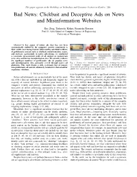 Clickbait and Deceptive Ads on News and Misinformation Websites