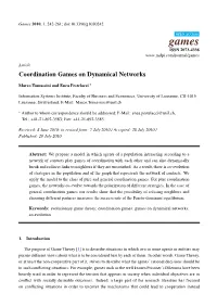 Coordination Games on Dynamical Networks