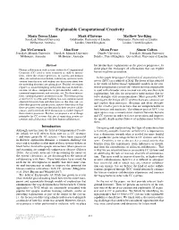 Explainable Computational Creativity