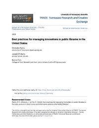 Best Practices for Managing Innovations in Public Libraries in the United States