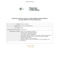 Dispersity Control in Atom Transfer Radical Polymerizations Through Addition of Phenyl Hydrazine