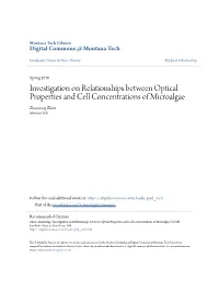 Investigation on Relationships Between Optical Properties and Cell Concentrations of Microalgae Zhaoming Zhou Montana Tech