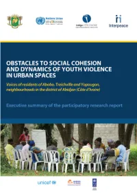 Obstacles to Social Cohesion and Dynamics of Youth Violence in Urban Spaces