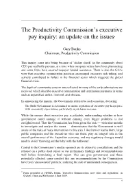 The Productivity Commission's Executive Pay Inquiry: an Update on the Issues