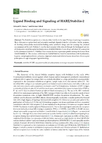 Ligand Binding and Signaling of HARE/Stabilin-2