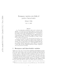 Resonance Varieties Over Fields of Positive Characteristic