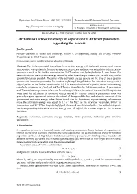 Arrheniusan Activation Energy of Separation for Different Parameters Regulating the Process