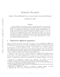 Arxiv:1310.3297V1 [Math.AG] 11 Oct 2013 Bertini for Macaulay2
