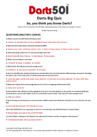 Darts Quiz Questions