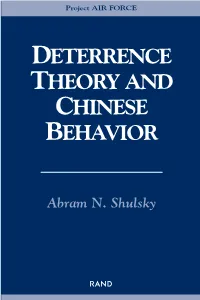 Deterrence Theory and Chinese Behavior