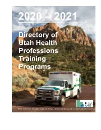 Directory of Utah Health Professions Training Program 2020-2021