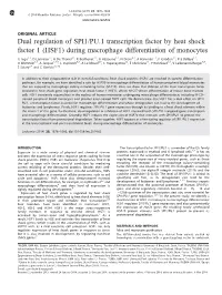 HSF1) During Macrophage Differentiation of Monocytes
