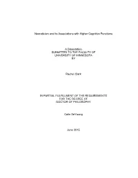 Neuroticism and Its Associations with Higher Cognitive Functions A