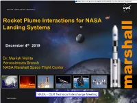 Rocket Plume Interactions for NASA Landing Systems