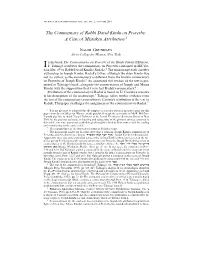 The Commentary of Rabbi David Kimhi on Proverbs: a Case of Mistaken Attribution 1