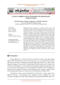 Value Clarification Technique in Enhancing Forgiveness