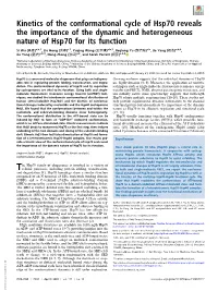 Kinetics of the Conformational Cycle of Hsp70 Reveals the Importance of the Dynamic and Heterogeneous Nature of Hsp70 for Its Function