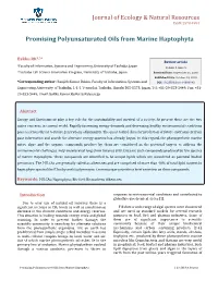 Promising Polyunsaturated Oils from Marine Haptophyta