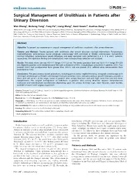 Surgical Management of Urolithiasis in Patients After Urinary Diversion