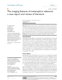 The Imaging Features of Metanephric Adenoma: a Case Report and Review of Literature