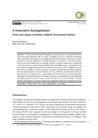 A Generative Entanglement Word and Image in Roman Catholic Devotional Practice