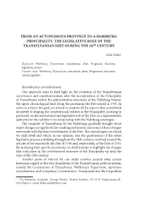 From an Autonomous Province to a Habsburg Principality