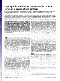 Layer-Specific Variation of Iron Content in Cerebral Cortex As a Source Of