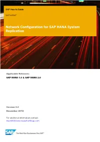 Network Configuration for SAP HANA System Replication