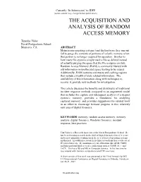 The Acquisition and Analysis of Random Access Memory