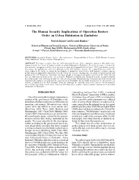 The Human Security Implications of Operation Restore Order on Urban Habitation in Zimbabwe