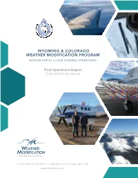 Wyoming & Colorado Weather Modification Program