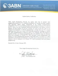 2020 Q4 Closed Captioning Certifications
