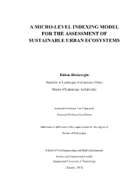 A Micro-Level Indexing Model for the Assessment of Sustainable Urban Ecosystems