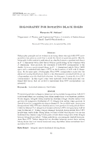 Holography for Rotating Black Holes
