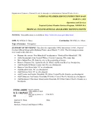 NWS Instruction 10-605, Tropical Cyclone Official Geographic Defining Points, Dated March 17, 2020
