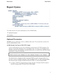 Report Syntax Report Syntax