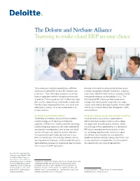The Deloitte and Netsuite Alliance Teaming to Make Cloud ERP an Easy Choice