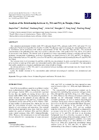Analysis of the Relationship Between O3, NO and NO2 in Tianjin, China