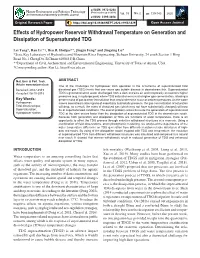 Effects of Hydropower Reservoir Withdrawal Temperature on Generation and Dissipation of Supersaturated TDG