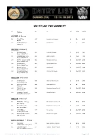 Entry List Per Country