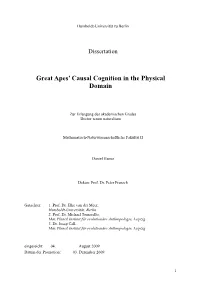 Great Apes`Causal Cognition in the Physical Domain