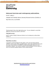 Holocaust Inversion and Contemporary Antisemitism