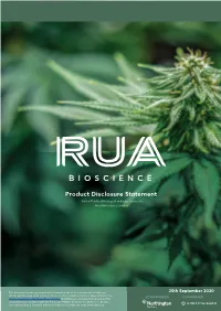 Product Disclosure Statement Initial Public Offering of Ordinary Shares in Rua Bioscience Limited