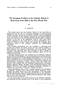 The Language Problem in the Catholic Church in Byelorussia from 1832 to the First World War